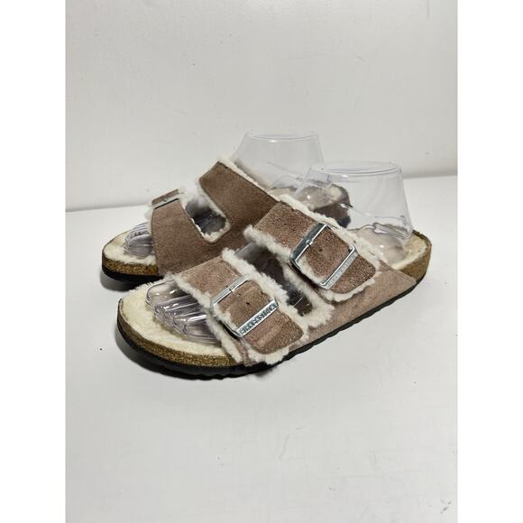 Birkenstock Tan Shearling Sandals - Picture 1 of 10